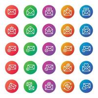 Gradient color outline icons for Email. vector