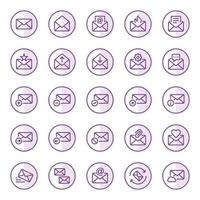 Purple color outline icons for Email. vector