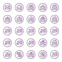 Purple color outline icons for Email. vector