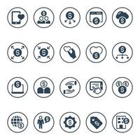 Circle glyph icons for Crowd funding. vector