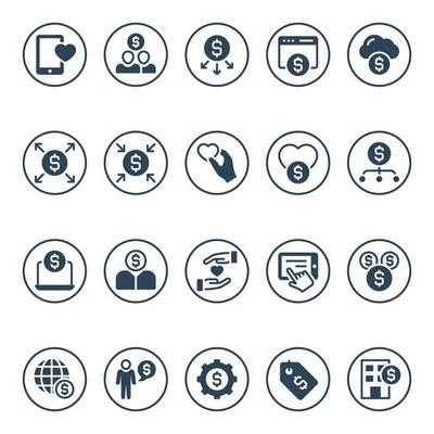 Circle glyph icons for Crowd funding.