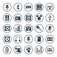 Circle glyph icons for devices. vector