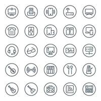 Circle outline icons for devices. vector