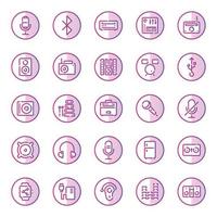 iconos de contorno de color púrpura para dispositivos. vector