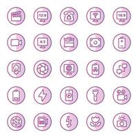 Purple color outline icons for devices. vector