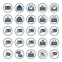 Circle glyph icons for Email. vector