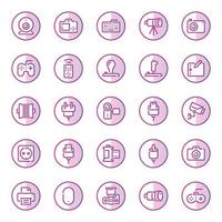 Purple color outline icons for devices. vector