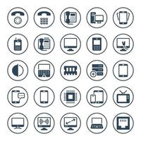 Circle glyph icons for devices. vector