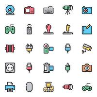 Filled color outline icons for devices. vector