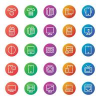 Gradient color outline icons for devices. vector