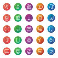 Gradient color outline icons for devices. vector