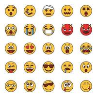 Filled color outline icons for Emojis. vector