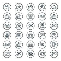 Circle outline icons for Email. vector