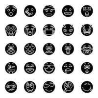 Glyph icons for Emojis. vector