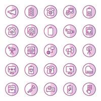 iconos de contorno de color púrpura para dispositivos. vector