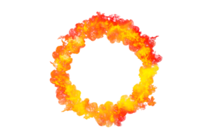 circle frame orange flame isolated on transparent background PNG file