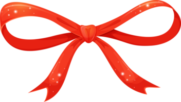 Luxury red thin gift bow in cartoon style. Illustration for design isolated on transparent background. png