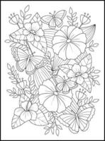 Magical Butterflies Adult Coloring Pages vector