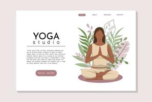 yoga landing page template. Modern flat design concept for web sites. Women doing yoga, Flat illustration vector design concept
