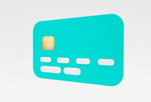 icono de tarjeta de crédito ilustración 3d representación mínima sobre fondo blanco. foto