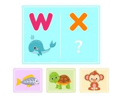 juego de lógica educativa para niños. educación del alfabeto infantil. desarrollo de la lógica iq. inteligencia visual, juegos mentales. ilustración vectorial vector