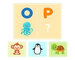 Educational logic game for kids. Children's alphabet education. Development of logic iq. Visual intelligence, mind games. Vector illustration.