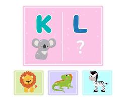 Educational logic game for kids. Children's alphabet education. Development of logic iq. Visual intelligence, mind games. Vector illustration.