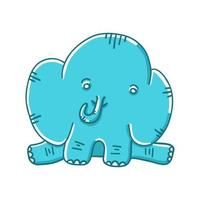 Elephant vector illustration in cartoon flat style isolated on white background.