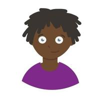 icono de estudiante afroamericano en estilo plano de dibujos animados. vector