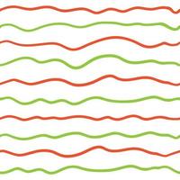 Wave line seamless pattern. Vector illustration isolated on white background. Green and red.