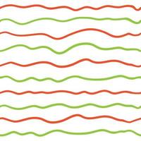 Wave line seamless pattern. Vector illustration isolated on white background. Green and red.