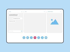 plantilla ui ux para aplicaciones de videoconferencias y reuniones en placa vector