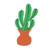 Cartoon cactus. Vector illustration in flat style isolated on white background.