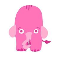 ilustración de vector de elefante rosa en estilo plano de dibujos animados aislado sobre fondo blanco.