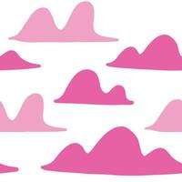 Vector cloud pattern. Vector illustration on white background in cartoon flat style. Pink colors.