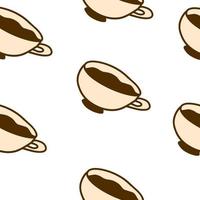 Cup of coffee. Vector seamless pattern in cartoon flat style isolated on white background