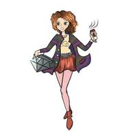 Fashionable girl in stylish clothes with coffee vector