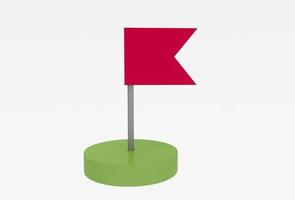 icono de pin de bandera ubicación destino ilustración 3d representación mínima sobre fondo blanco. foto