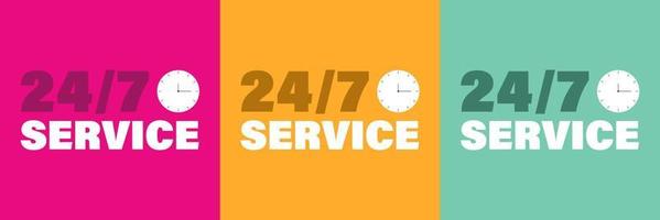 24 hours 7 days in week order execution or service posters vector