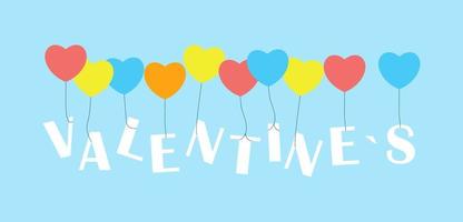 Valentines Day greeting banner with text and balloons vector