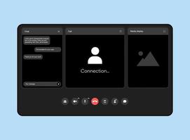 plantilla ui ux para aplicaciones de videoconferencia y reuniones en tableta vector