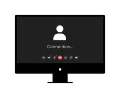 Video call program window. UI UX template for video conferencing and meetings application on desktop vector