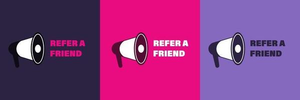 Referral system, refer a friend, a loyalty program. Set of posters vector