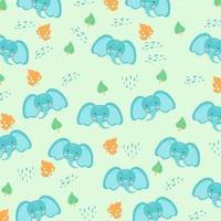 Vector seamless pattern with cute elephant on white background