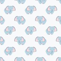 Vector seamless pattern with cute elephant on white background