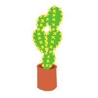 Cartoon cactus. Vector illustration in flat style isolated on white background.