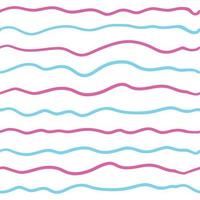 Wave line seamless pattern. Vector illustration isolated on white background. Pink and blue.