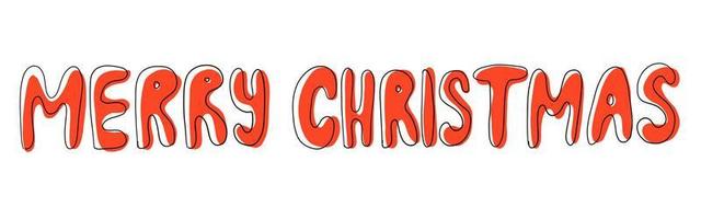 Merry Christmas Vector Text. Hand Drawn Lettering. Illustration isolated on white background.