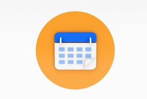 Calendar icon 3d illustration minimal rendering on white background photo