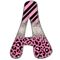 Half Leopard black and Pink Clipart png